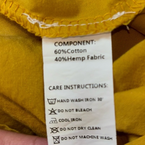 Amato Rizzi yellow embroidered floral shift dress short sleeve hemp Medium 8-10 - Picture 10 of 10